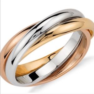 Trinity Interlocking Gold Silver Rose Band Ring